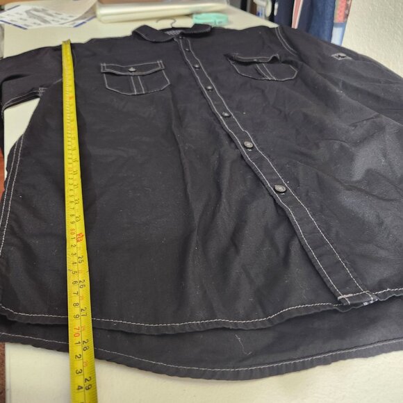 Michael Brandon Shirt Mens Rockabilly Black Button-Up Long Sleeve Large - Picture 7 of 16